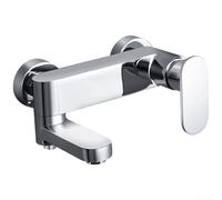 Grifo de bañera montado en la pared de latón macizo con ducha de mano, funcionamiento suave sin fugas, grifo mezclador giratorio G1/2 ajustable de 13,5 a 17 cm de distancia central para baño (cromo)