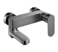 Grifo de bañera montado en la pared de latón macizo con ducha de mano, grifo mezclador giratorio G1/2 para baño, distancia central ajustable de 13,5 a 17 cm, acabado gris (gris)
