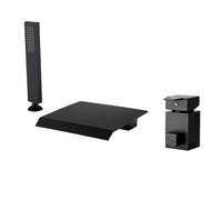 Grifo de bañera negro de 3 agujeros con cabezal de ducha y cascada, grifo mezclador de una sola palanca para bañera, diseño moderno, fácil instalación, accesorios de baño de lujo
