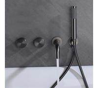 Grifo de bañera negro mate for baño, montaje en pared, chapado en oro, mezclador de bañera dorado de 2 vías, juego de ducha.(Gray)