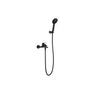 IMEX BELGICA BDZ044-4NG grifo de bañera y ducha monomando de latón con acabado negro mate y flexo acero bélgica - Negro / Latón / Imex