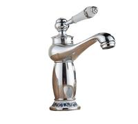 Grifo de baño Acabado en bronce antiguo Lavabo de latón Grifos de latón macizo Grifos mezcladores de agua de una manija Grúa de baño para Fregadero(Chrome)