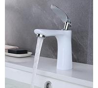 Grifo de baño blanco mezclador monomando monomando para lavabo de baño, grifo lavadero, grifo agua, de latón, estilo moderno y elegante