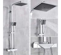 Grifo de baño Cabezal de ducha de lluvia negra Baño termostático grifo de bañera montada en la bañera ducha de ducha de ducha de ducha de ducha de ducha, negro termostático A, viene la belleza negra