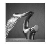 Grifo de baño con caño en Cascada,Grifo de Lavabo de baño de latón de una Sola manija,Grifo Mezclador de Lavabo para Recipiente de RV,Negro