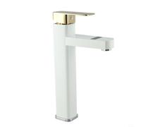 Grifo de baño con pantalla digital con control táctil, grifo mezclador de agua fría y caliente de acero inoxidable para lavado facial, ajuste cómodo de 35 °C (oro blanco alto)