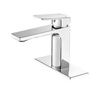 Grifo de baño cromado de un solo agujero, grifo de lavabo moderno de una sola manija para montaje en cubierta (cromo)