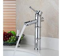 Grifo de baño cromado pulido con diseño de bambú grifo mezclador de lavabo de latón macizo grifo mezclador de lavabo (color: cromo)