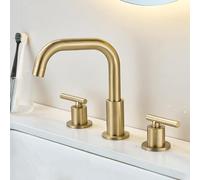 Grifo de Baño de 3 Orificios de Latón Antiguo Grifo para Lavabo de Agua Caliente Y Fría Estilo Retro