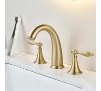 Grifo de Baño de 3 Orificios de Latón Antiguo Grifo para Lavabo de Agua Caliente Y Fría Estilo Retro