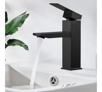 Grifo de baño de acero inoxidable, Grifo lavabo negro mate con 2 Mangueras, Grifo Monomando Lavabo resistentes a los arañazos y a la Corrosión caliente y frío, para Tocadores Lavabos Baño
