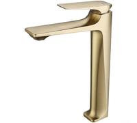 Grifo de baño de aleación de cobre con una sola manija con válvula de disco de porcelana y boquilla en ángulo de 15 grados para fregadero del hogar, color negro (H)