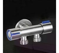 Grifo de baño de doble manija, grifo de agua fría de acero inoxidable de doble palanca para lavadora,