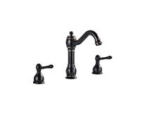 Grifo de baño de latón antiguo, grifo de lavabo de 3 orificios, grifo de montaje en cubierta, agua fría y caliente, manijas de control doble, grifos mezcladores for lavabo para Fregadero(C Oil Rubbed