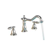 Grifo de baño de latón antiguo, grifo de lavabo de 3 orificios, grifo de montaje en cubierta, agua fría y caliente, manijas de control doble, grifos mezcladores for lavabo para Fregadero(Chrome B)