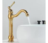 Grifo de baño de latón antiguo, mezclador de una sola palanca, grifo giratorio para fregadero de agua fría y caliente, mezclador de lavabo dorado de alto brillo, elegante accesorio de lavabo para