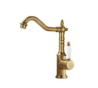 Grifo de baño de latón dorado for llenar ollas, grifo de fregadero de cocina negro de montaje en cubierta, agua caliente y fría Operación flexible(Antique short)