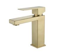 Grifo de baño de Oro Cepillado un Solo Orificio de un Solo Agujero de baño Moderno manija Individual 304 Grifo de Lavabo de baño de Acero Inoxidable (Oro)