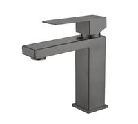 Grifo de baño de Oro Cepillado un Solo Orificio de un Solo Orificio de baño Moderno manija Individual 304 Grifo de Lavabo de baño de Acero Inoxidable (Gris)