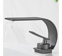 Grifo de baño dorado de lujo, moderno grifo de puente en cascada, mezclador de agua fría y caliente, boquilla única, elegante accesorio de fregadero para baños elegantes