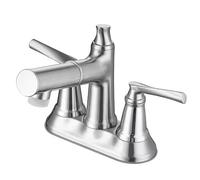 Grifo de baño extraíble cromado, mezclador de fregadero de 3 agujeros de 4 pulgadas con 2 modos, grifo de tocador tradicional de dos asas para baños modernos