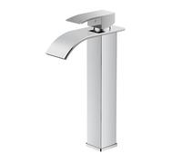Grifo de Baño FORIOUS, Grifo de Lavabo Cromado, Grifo Mezclador de Una Sola Manija para Lavabo con Altura de Pico de 220 MM, Ahorro de Agua, Ahorro de Energía.