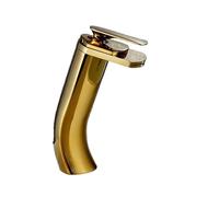Grifo de baño, Grifo de baño, grifo lavabo latón frío y caliente, fregadero en cascada, agua una sola manija(Rot)