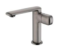 Grifo De BañO Gris, Grifo Mezclador Lavabo Con CañO Altura 156 MM, Monomando Lavabo, Agua Caliente Y FríA Ajustable, LatóN