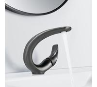 Grifo de baño gris para lavabo, grifo monomando para lavabo, grifo monomando para lavabo de latón, frío y caliente para inodoros o invitados, gris mate