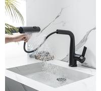 Grifo de baño LakeBayMZC con ducha extraíble de 3 modos,mezclador lavabo extraíble,grifos monomando baño,regulable en altura,negro