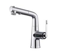 Grifo de baño LED con pulverizador extraíble, 3 modos de flujo de agua, giratorio de 360°, grifo de lavabo de latón monomando para decoración moderna de baño