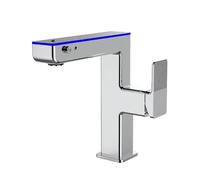 Grifo de baño LED cromado con pantalla digital de temperatura, 3 modos, monomando, instalación de 1 o 3 agujeros para baños modernos