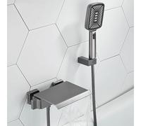 Grifo de baño montado en la pared con accesorio de ducha, latón cepillado y acabado cromado, grifos mezcladores de baño