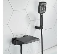 Grifo de baño montado en la pared con accesorio de ducha, latón cepillado y acabado cromado, grifos mezcladores de baño