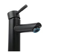 Grifo de baño Negro Cromado Grifo de Agua fría fría mezcladora de Agua de Acero Inoxidable de Pintura de Acero Inoxidable de un Solo Agujero 2236 (Negro)