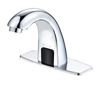 Grifo de baño sin contacto con sensor de movimiento automático, con placa de cubierta de agujero y mezclador de temperatura, grifo inteligente activado por movimiento, grifo comercial, fregadero