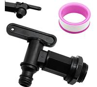 Grifo de barril de plástico con ajuste a presión para agua y lluvia, color negro, plástico negro