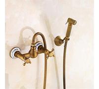 Grifo de bidé de latón Antiguo - Boquilla de Pistola rociadora de Ducha de Doble Temperatura para baño, fácil instalación, Grifo de Agua fría y Caliente para bañera e Inodoro, Accesorio de b