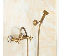 Grifo de bidé de latón Antiguo - Pistola rociadora de Ducha de Agua fría y Caliente para baño, Boquilla Shattaf, Accesorio para Inodoro, diseño de alimentación por soplado para máxima higien