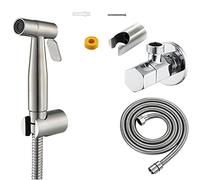 Grifo de bidé, rociador mano acero inoxidable suave y chorro doble función con soporte gancho, accesorio inodoro Shattaf, juego pañales tela, pistola rociadora(Spray Gun Set With Angle Valve)