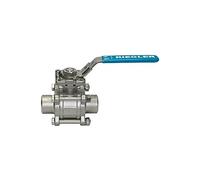 Grifo de bola de acero inoxidable 1.4408, 3 piezas, con extremo de soldadura, paso completo, velocidad de funcionamiento. -20 °C hasta 150 °C, DN 39,7, PN máx. 63 bar.