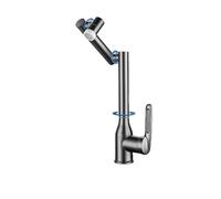 Grifo De Brazo Mecánico Fregadero Cocina Baño, Control Dual Frío Y Caliente, Presurizado Antisalpicaduras Giratorio Ampliable Resistente a Alta Presión(A gun gray)
