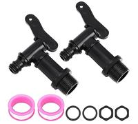 Grifo de caño de barril de lluvia, juego de 2 grifos de caño de cubo de lluvia, grifo de plástico con cinta de sellado impermeable, grifo de caño de barril de agua para jardinería de cubo de lluvia