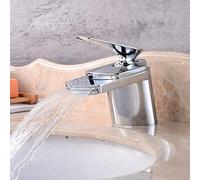 Grifo de cascada de cobre de boca ancha de un solo agujero para lavabo de baño cascada grifo de agua caliente y fría