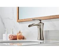 Grifo de Cascada Negro de Estilo Europeo para Lavabo de Agua Caliente y fría, Grifo para Lavabo, Modelo Enano Cepillado