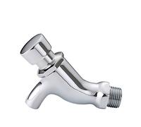 Grifo de cobre con cierre automático de un agujero, para montaje en pared, con cierre automático, llave de retardo de prensa, para baño, jardín, patio, fregadero, cromo pulido