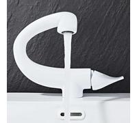 Grifo de cobre con forma creativa para baño, grifo de lavabo de agua fría y caliente, corto blanco