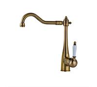 Grifo de cobre giratorio de bronce verde vintage con mango de cerámica, agua caliente y fría, grifo mezclador para lavabo de encimera para decoración retro de cocina y baño