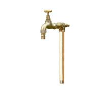 Grifo de cobre independiente para jardín, columna de agua con grifo para exteriores, vertical, anticongelante, tubo de agua de latón para montaje en suelo, columna de patio escolar (dorado, 100 cm)