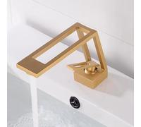 Grifo de cobre para lavabo de agua fría y caliente, para baño, color dorado cepillado B